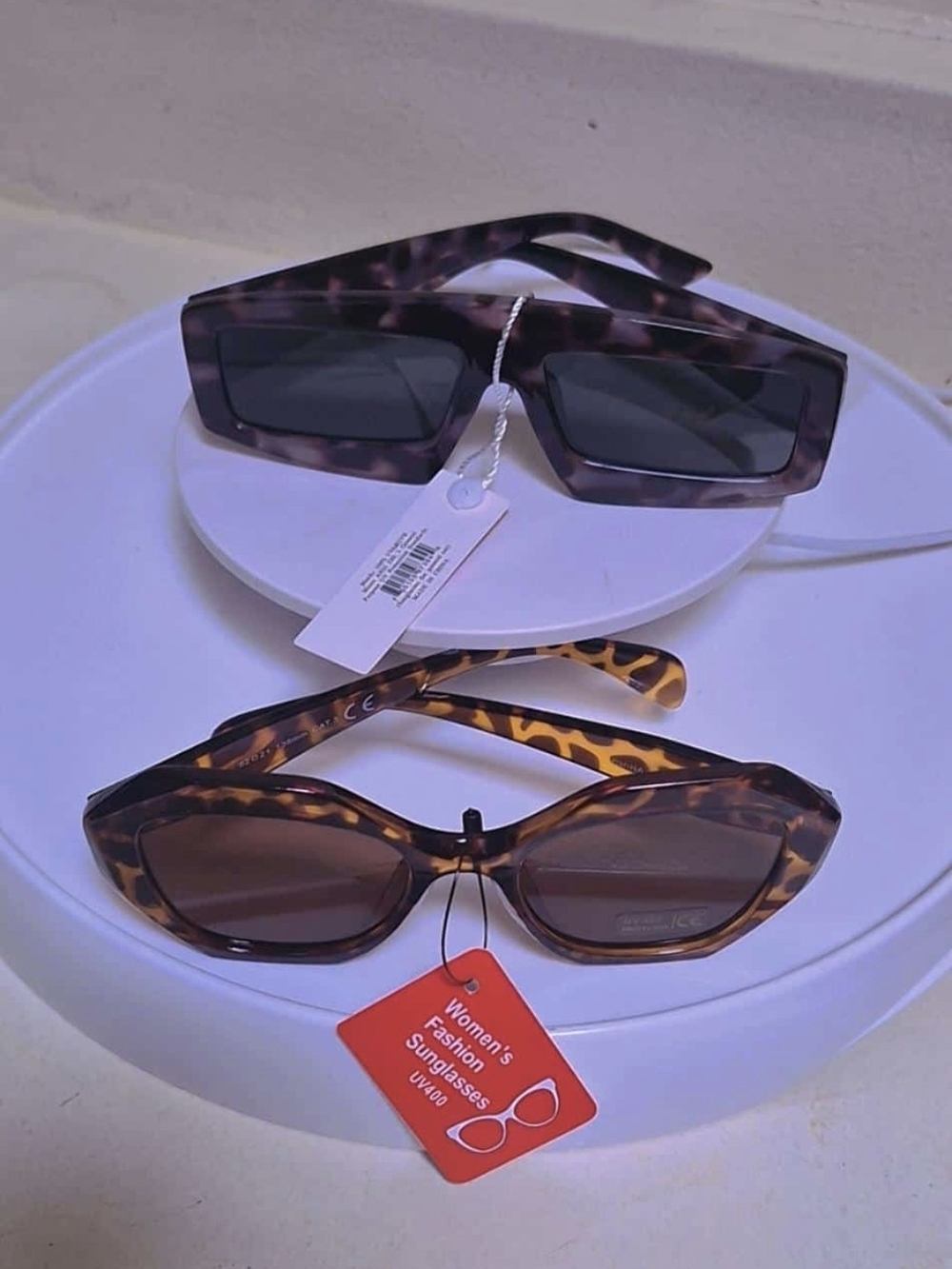 Tortoiseshell Rectangular Women's Sunglasses - Brown